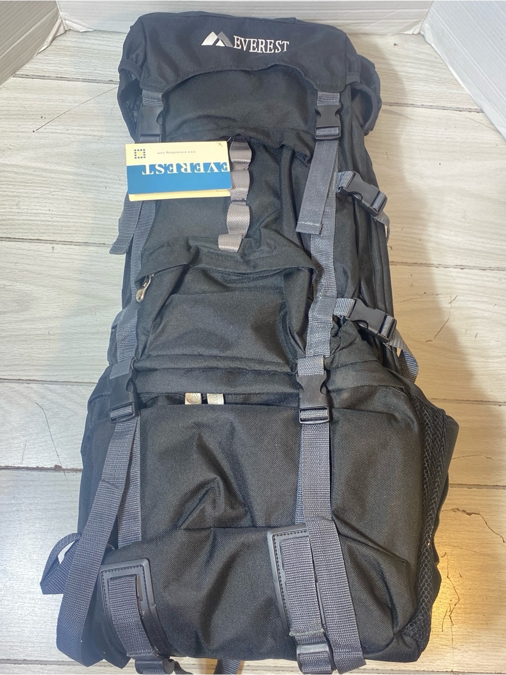 Everest 8045DLX External Frame Hiking Backpack -black-large Capacity NWT!!